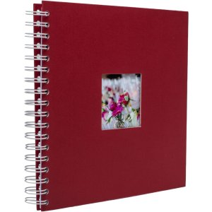 Spiraalalbum Khari rosso geribbeld wit bladzijden 24x25 cm