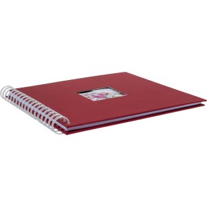 Spiraalalbum Khari rosso geribbeld wit bladzijden 24x25 cm