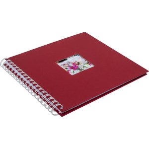 Spiraalalbum Khari rosso geribbeld wit bladzijden 24x25 cm