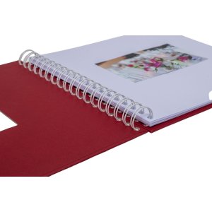 Spiraalalbum Khari rosso geribbeld wit bladzijden 24x25 cm