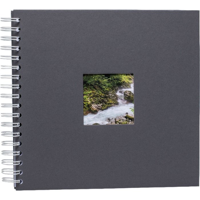 Spiraalalbum Khari leisteen geribbeld wit blad 24x25 cm