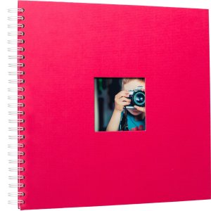 Spiraal Album Khari fuchsia geribbeld wit paginas 33x33 cm