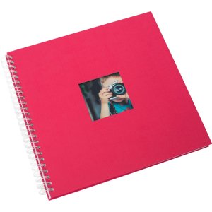 Spiraal Album Khari fuchsia geribbeld wit paginas 33x33 cm