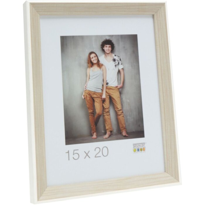s46ch1 Fotolijst in natuurlijke kleur met witte rand