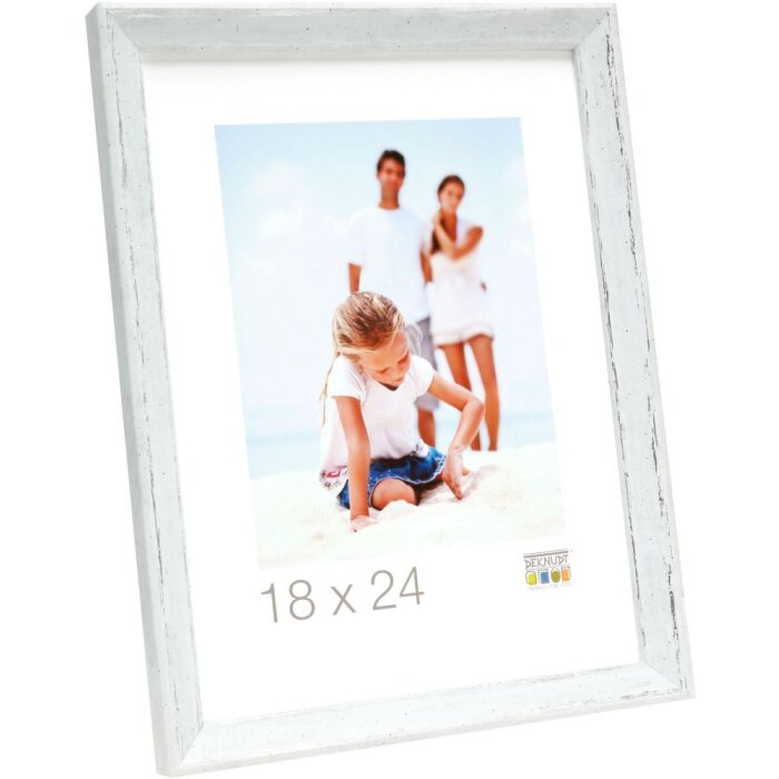 s46df1 Fotolijst in wit met zilveren rand