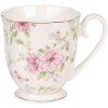 Clayre & Eef 6CEMU0059 Mok 200 ml Beige Roze Porselein Bloemen Goud