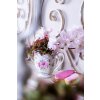 Clayre & Eef 6CEMU0059 Mok 200 ml Beige Roze Porselein Bloemen Goud