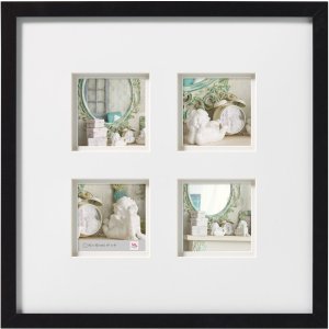 Stockholm 3D houten fotolijst galerij 4 fotos 10x10 cm zwart