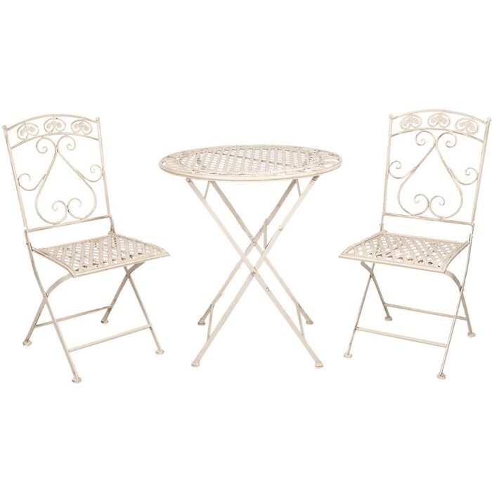 Tafel + 2 stoelen Ø 70x76 cm - 39x48x91 cm (2 stuks) Clayre & Eef 5Y0696