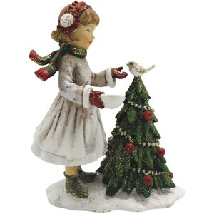 Decoratie Kind met Kerstboom 9x5x12 cm Clayre en Eef 6pr2786