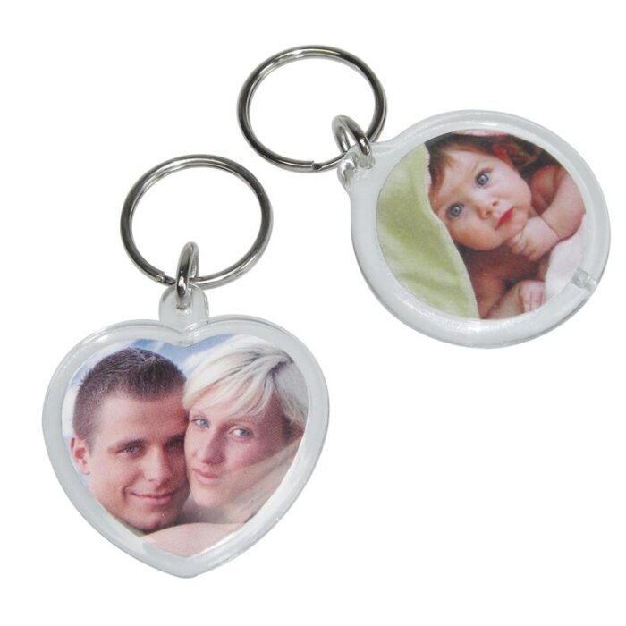 Walther Acryl sleutelhanger voor fotos 3.5x3.5 cm - hart of rond