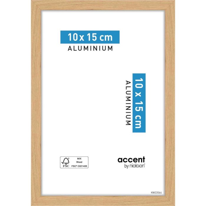 Accent aluminium fotolijst Duo 10x15 cm eiken