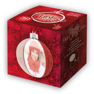 Foto Sneeuwbol 10x10 cm Kerstboom Hanger rood