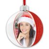 Foto Sneeuwbol 10x10 cm Kerstboom Hanger rood
