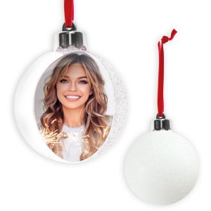 Foto Sneeuwbol 10x10 cm Kerstboom Hanger
