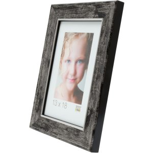 Houten lijst s46e zilveren rand 30x30 cm zwart antireflexglas