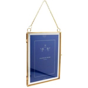 Metalen lijst vintage 2 fotos 13x18 cm goud