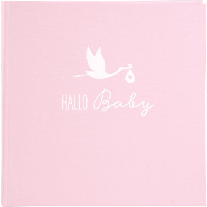 Babyalbum Ooievaar roze 25x25 cm