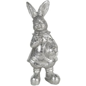 Decoratie Konijn 6x6x13 cm zilver 6pr3097zi