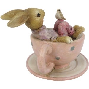 Decoratie konijn 10x8x8 cm veelkleurig 6PR3328