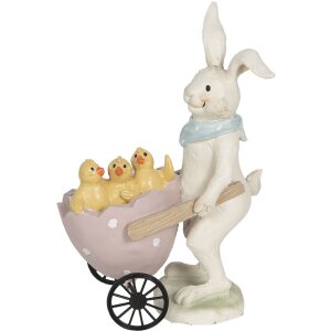 Decoratie Konijn met Huifkar 11x6x15 cm veelkleurig 6pr3193