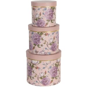 Hoedendoos (set van 3) ø 20x17 - ø 17x15 - ø 14x13 cm roze 64742