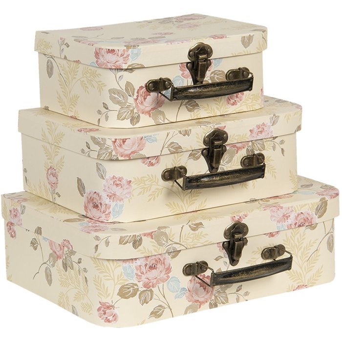Decoratie Koffer (set van 3) 30x21x9-25x18x9-20x16x8 cm veelkleurig 64752