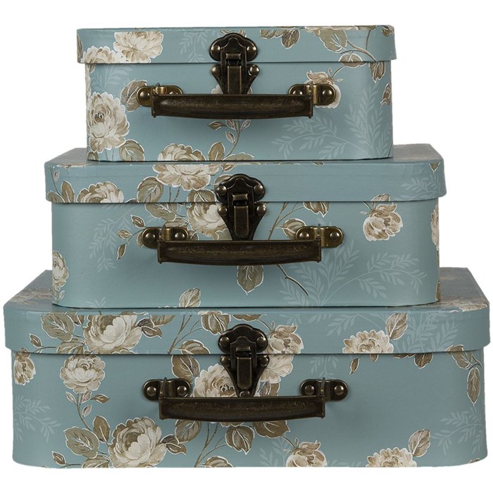 Decoratie Koffer (set van 3) 30x21x9-25x18x9-20x16x8 cm veelkleurig 64753