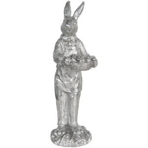 Decoratie Konijn 13x11x33 cm zilver 6pr3092zi