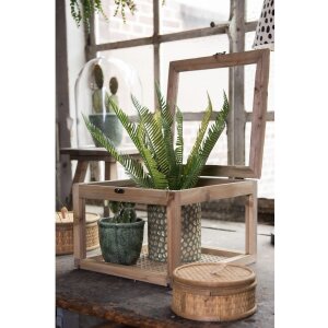 Houten kist met glas 30x30x21 cm bruin 6h1919