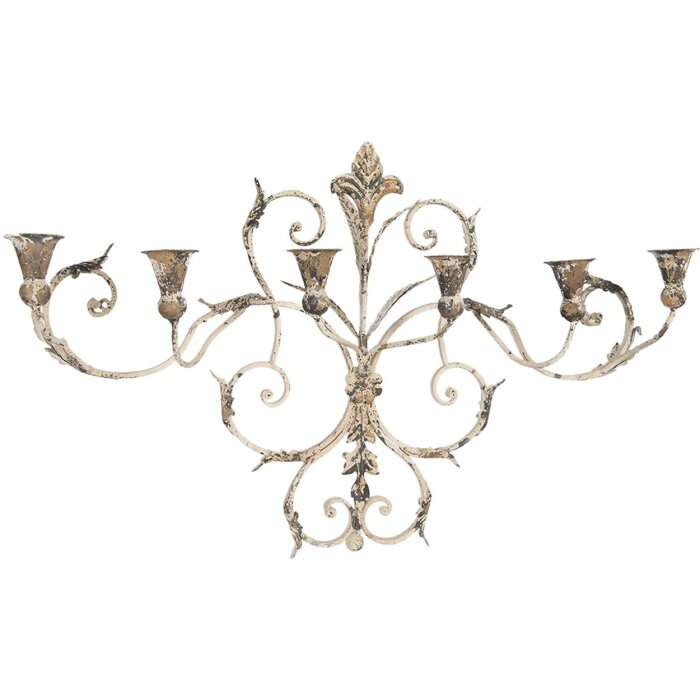Wanddecoratie Kaarsenhouder 82x15x48 cm beige 50416