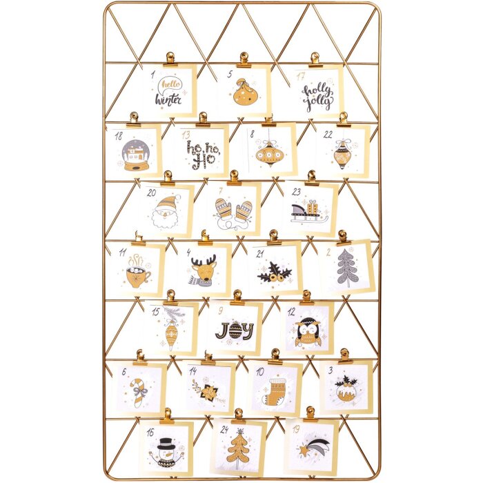 Adventskalender metaal goud 40x70 cm
