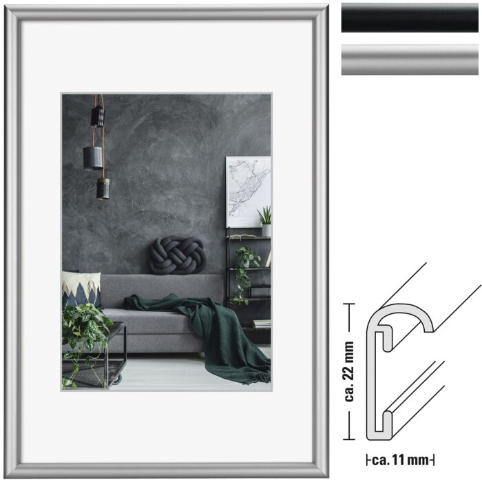Aluminium lijst Detroit normaal glas en acrylglas