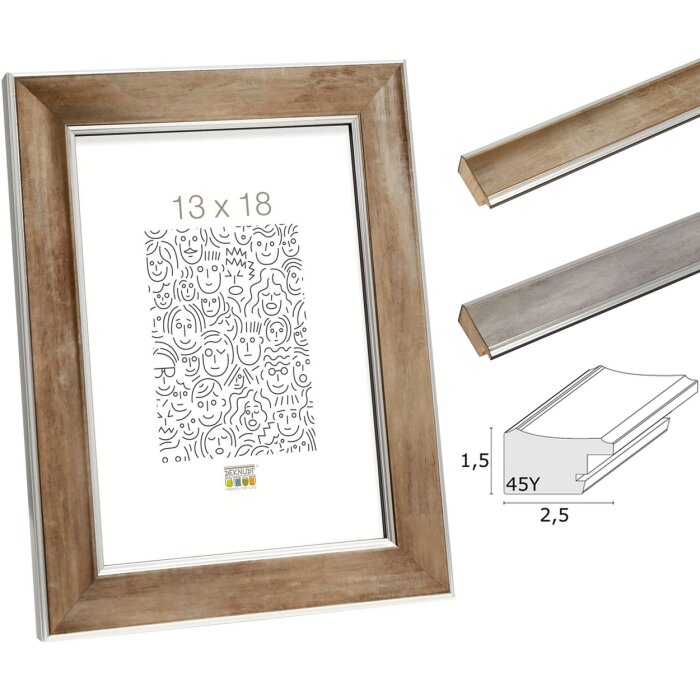 Houten lijst s45yd zilver en brons antireflecterend glas