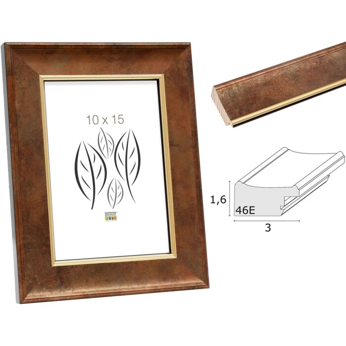 Houten lijst s46ea3 Gouden rand Antireflex glas