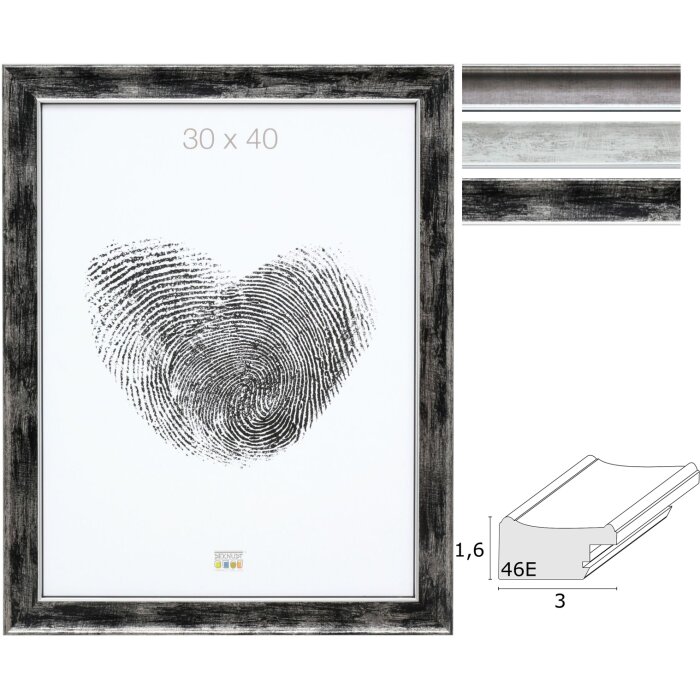 Houten lijst s46e zilveren rand anti-reflecterend glas