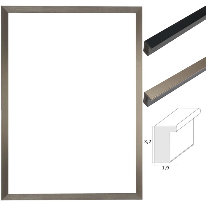 Canvas fotolijst s46v zilver en zwart
