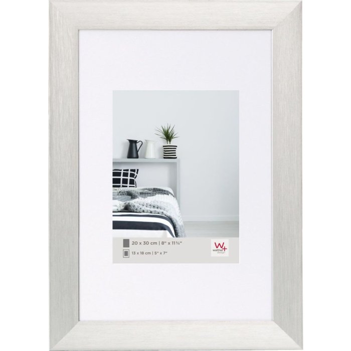 Walther Aluminium lijst aluline 30x40 cm zilver met passepartout 20x27 cm