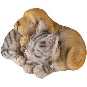 Decoratie Hond en Kat veelkleurig 20x15x11 cm 6pr3336