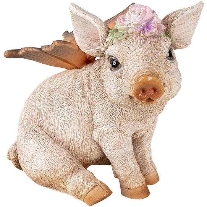 Decoratie Varken grijs 15x10x14 cm 6pr3354