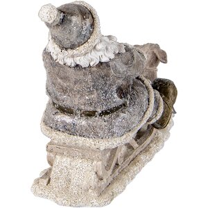 Decoratie kerstman op arreslee grijs 24x8x16 cm 6pr3472