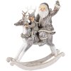 Decoratie kerstman op hobbelpaard grijs 20x7x22 cm 6pr3475