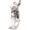 Decoratie kerstman op hobbelpaard grijs 20x7x22 cm 6pr3475