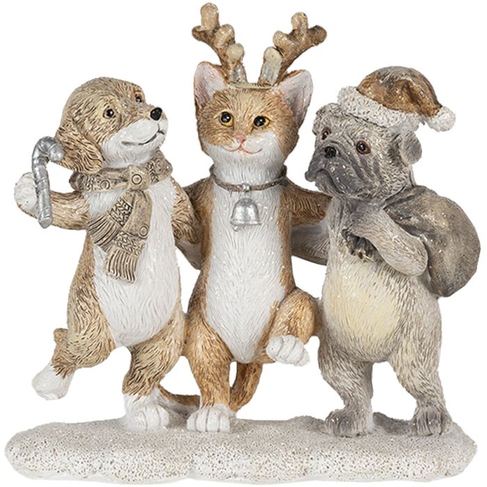 Decoratie Hond en Kat veelkleurig 13x5x12 cm 6pr4633
