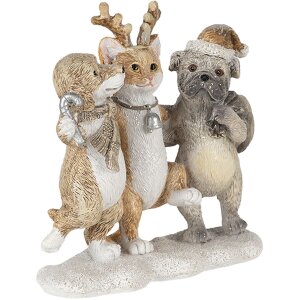 Decoratie Hond en Kat veelkleurig 13x5x12 cm 6pr4633
