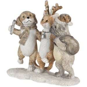 Decoratie Hond en Kat veelkleurig 13x5x12 cm 6pr4633