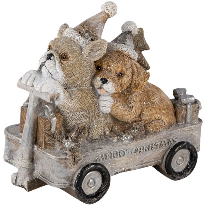 Decoratie Honden in een wagen veelkleurig 10x6x9 cm 6PR4637