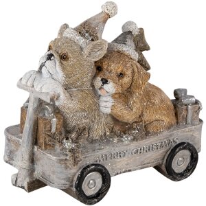 Decoratie Honden in een wagen veelkleurig 10x6x9 cm 6PR4637