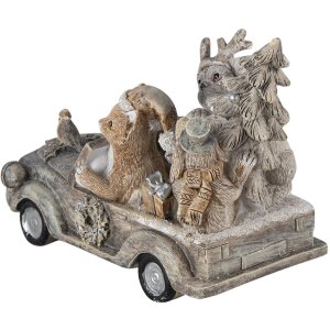 Decoratie Dieren in Auto veelkleurig 16x8x11 cm 6pr4639