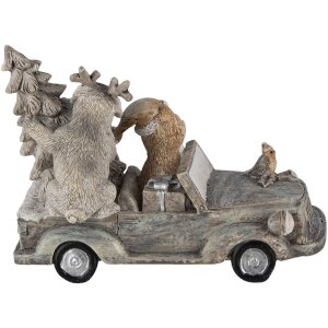 Decoratie Dieren in Auto veelkleurig 16x8x11 cm 6pr4639